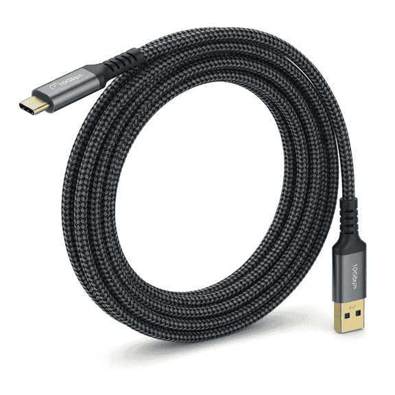 10Gbps USB C 3.1 Gen 2 Cable, [1.6FT] USB A to USB C 3A Fast Charging & Data Transfer Android Auto Cable, for iPhone 17/16/15 Pro Max, Galaxy S23 S22 Ultra Note 20, SSD (Black)
