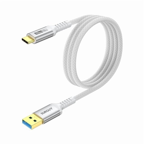 10Gbps USB C 3.1 Gen 2 Cable, 4FT USB A to USB C 3A Fast Charging & Data Transfer Android Auto Cable Compatible with iPhone 17 16 15 Pro Max, Galaxy S24 S23 Ultra Note 20, SSD (White)