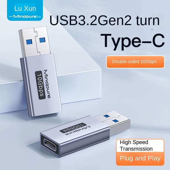 10Gbps USB C Female to USB Male Adapter (2-Pack), 3.1 USB A to C Adapter, SuperSpeed Data Sync & 100W Fast Charging for iPhone 15 16 Plus Pro Max, Laptop, Charger, Quest Link, etc. Gray
