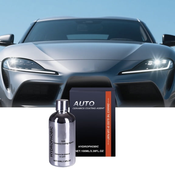 10H Nano Ceramic Coating for Cars, 3.4oz High Gloss Anti-Scratch SiO2 Ceramic Car Coating Kit, Plastic, Glass, Wheel Polishing, Hydrophobic, Long Lasting Protection 2PC