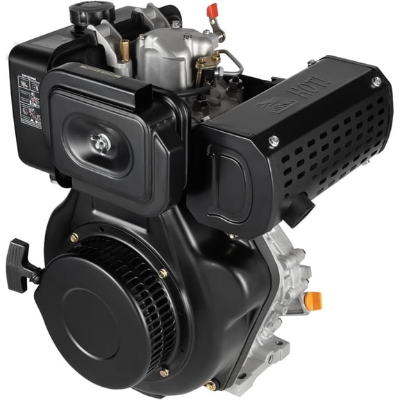 10HP 4 Stroke Diesel Engine, 418CC Single Cylinder Air-Cooled Diesel Motor | 6300W Recoil Manual Start Small Diesel Engine for Tillers Generators Vehicles