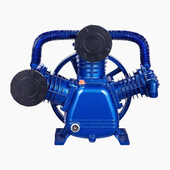 10HP Air Compressor Pump Head, 17.5CFM@90PSI 3-Cylinder Oil Lubricated, Dual Stage V-Type Cast Iron Replacement - Auto Repair & Woodworking