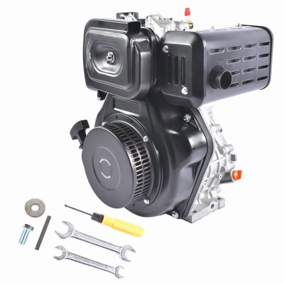 10Hp 4Stroke Single-Cylinder Diesel Engine 418Cc 6300W Recoil 3600Rpm Air Cooled (Black)
