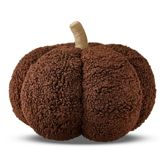 Boucle Pumpkin Pillow, Brown, 10", Fall by Way To Celebrate