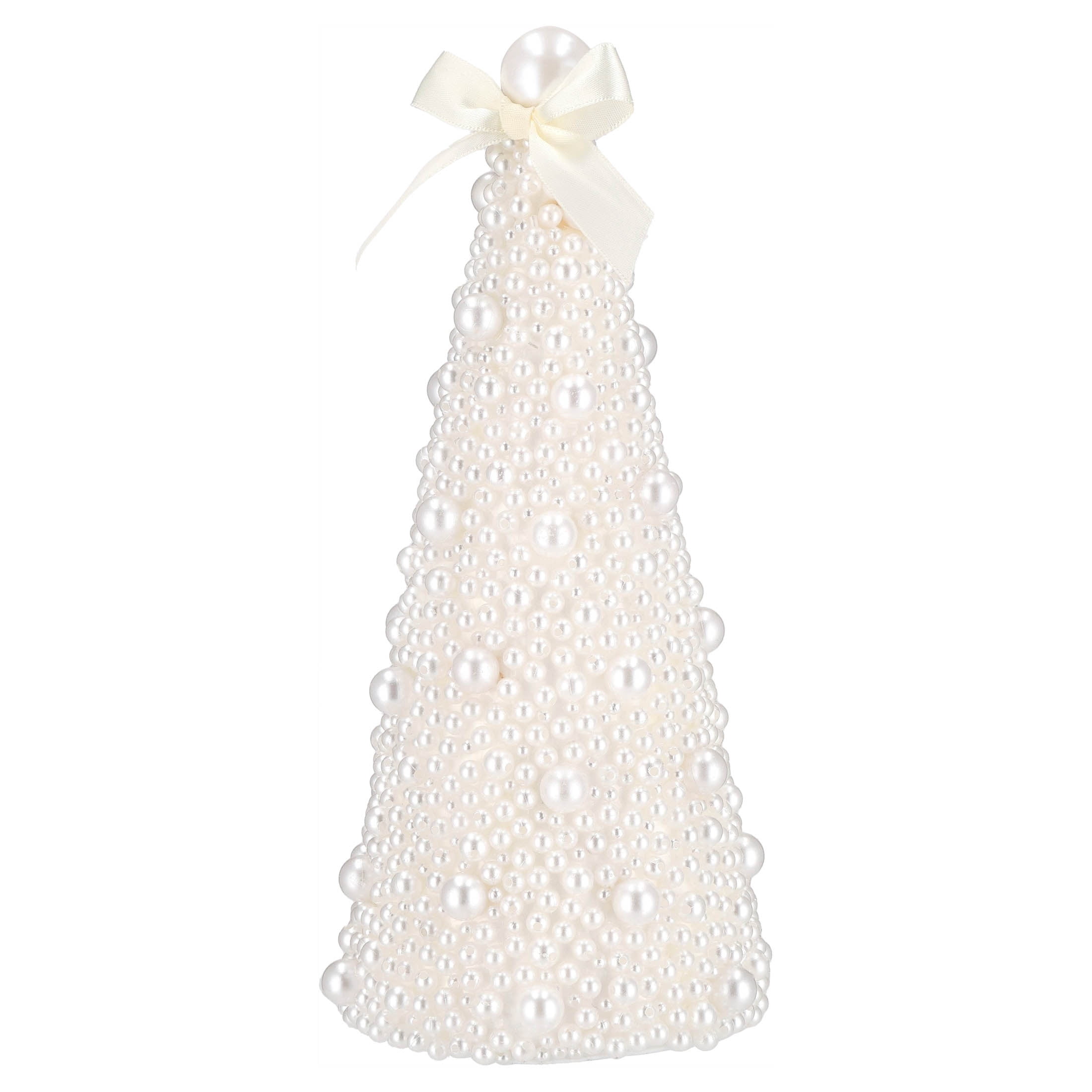 Beaded Tree Christmas Decoration, Cream, 10", by Holiday Time