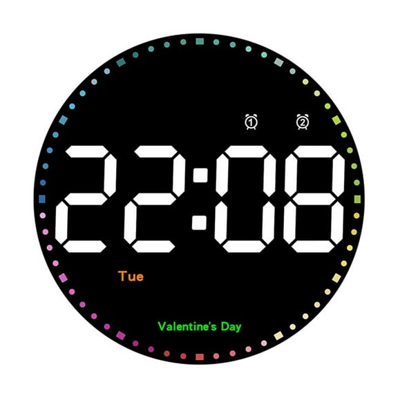 10IN Digital Electronic Clock LED Colored Light Wall Clock Holiday Reminder