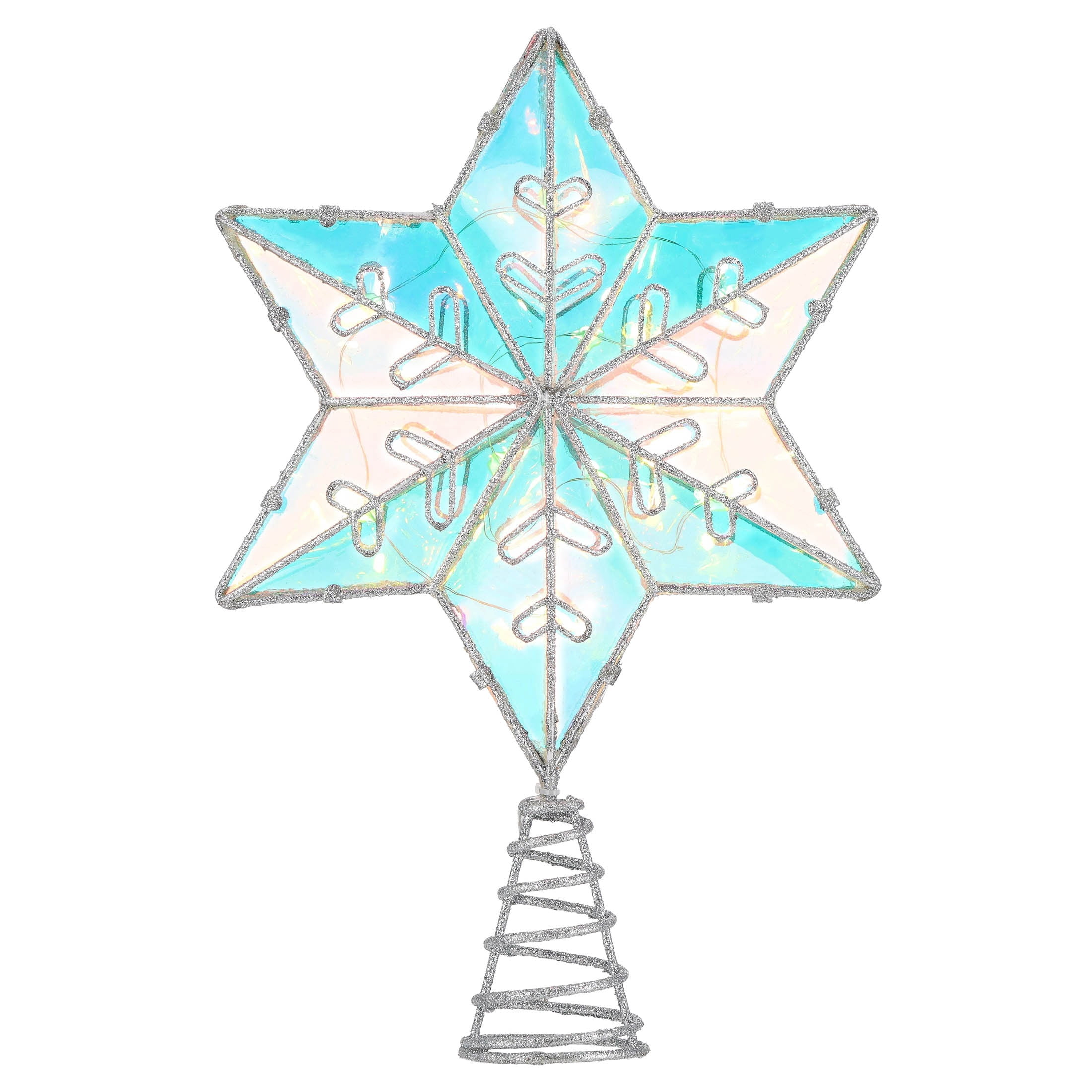 LED Snowflake Christmas Tree Topper, Iridescent, 10", by Holiday Time