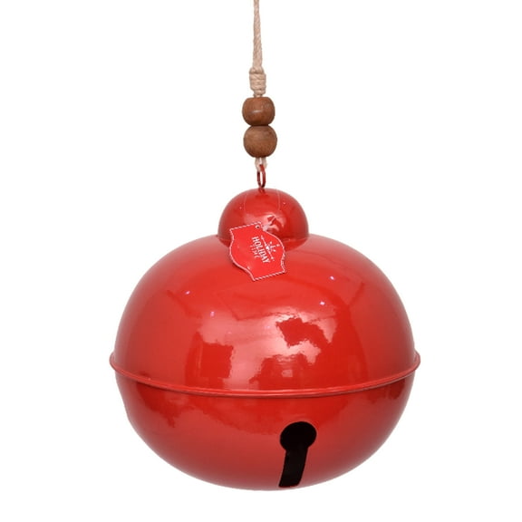 Metal Oversized Jingle Bell with Jute String, Red, 10", by Holiday Time