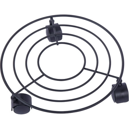 10IN Mainstays Matte Black Metal Plant Caddy,3 Universal Wheels