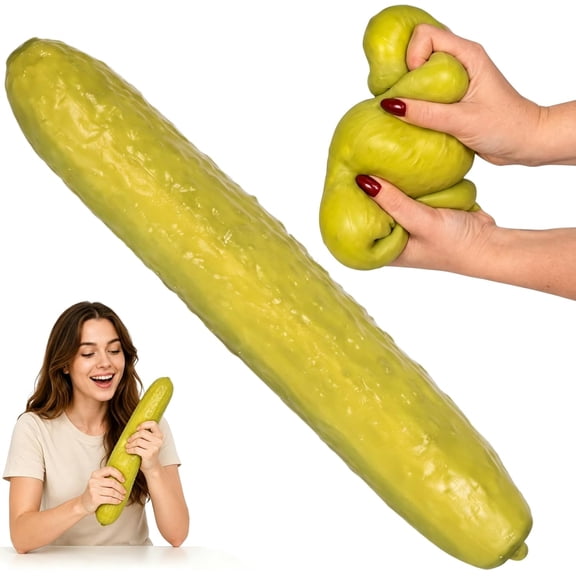 10In Giant Pickle Squishy, Jumbo Big Squishy Pickle Realistic Pickles Moldable Soft Squishys Slow Rising Stress Ball for Anxiety Stress Party Favor for Adults