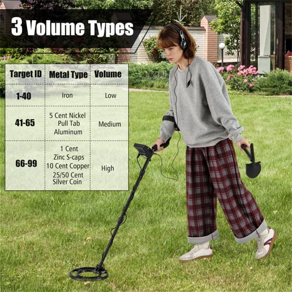 10In Max Depth IP67 Waterproof Metal Detector 4Modes All Metal Pinpoint Notch Discrimination LCD Backlight Adjustable Stem Headphones Shovel Carry Bag Gold Treasure Hunting for Adults DSP Chip