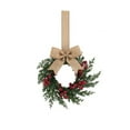 thumbnail image 1 of 10Inch Christmas Mini Wreaths, Small Artificial Pine Cabinet Rings with Bows and Berries, Holiday Door and Window Decor, Hanging Indoor Outdoor Decorations, 1 of 7