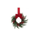 thumbnail image 1 of 10Inch Christmas Mini Wreaths, Small Artificial Pine Cabinet Rings with Bows and Berries, Holiday Door and Window Decor, Hanging Indoor Outdoor Decorations, 1 of 7
