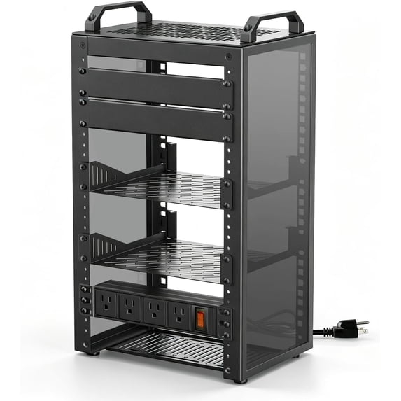 10Inch Mini Server Rack,9U Network Rack with Rack PDU Power