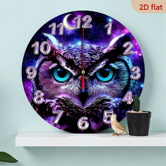 10Inch Owl Dreamcatcher Wall Clock, Silent Non-Ticking Wood Clock, Battery Powered Round Decorative Timepiece for Bedroom, Living Room, Office, Kitchen - AA Battery Not Included