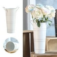 thumbnail image 1 of 10Inch White Metal Umbrella Stand & Flower Bucket - Freestanding Galvanized Bucket for Entryway, Porch, Indoor Floor Vase, Canes & Walking Sticks Organizer, 1 of 8
