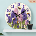 thumbnail image 1 of 10Inch Wooden Silent Wall Clock Floral Bee Garden Wall Clock with Purple Lavender Design for Home Living Room Decor Wall Art Decor for Living Room Bedroom Office, Fall Winter Decoration, 1 of 7