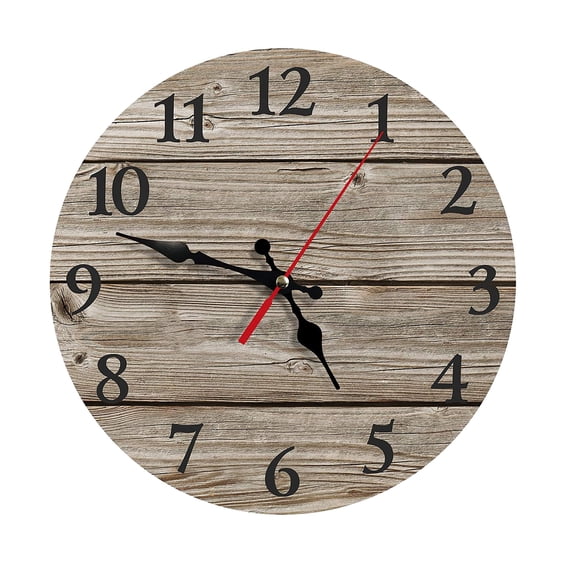 10Inch Wooden Wall Clock - Silent Non-Ticking Battery Operated Rustic Retro Decorative Wall Clock for Living Room Kitchen Bathroom Home Decor(Brown)