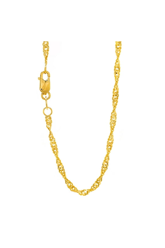 10K 16" Yellow Gold 1.5mm Classic Singapore Chain with Lobster Clasp
