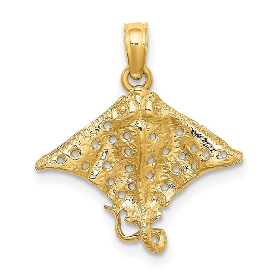 Finest Gold 10K 2-D Spotted Eagle Ray with Holes Charm