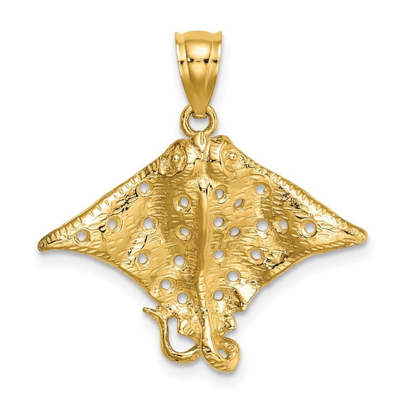 Finest Gold 10K 2-D Spotted Eagle Ray with Holes Charm