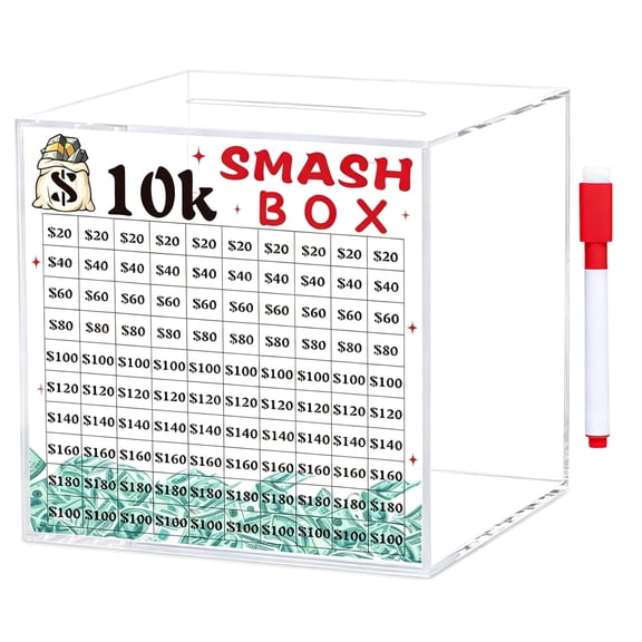 10K/20K Smash Box for Money Piggy Banks Adults Save $10K/20K Money Saving Challenge Box Easy and Fun Way to Save 10K/20K