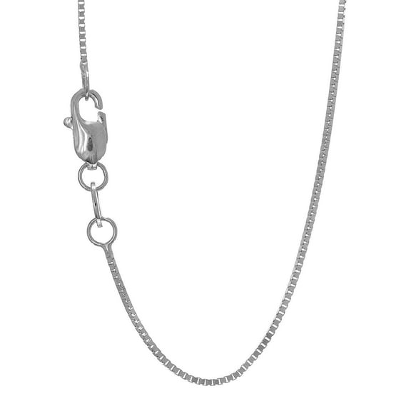 10K 22" White Gold 0.8mm Shiny Box Chain with Lobster Clasp