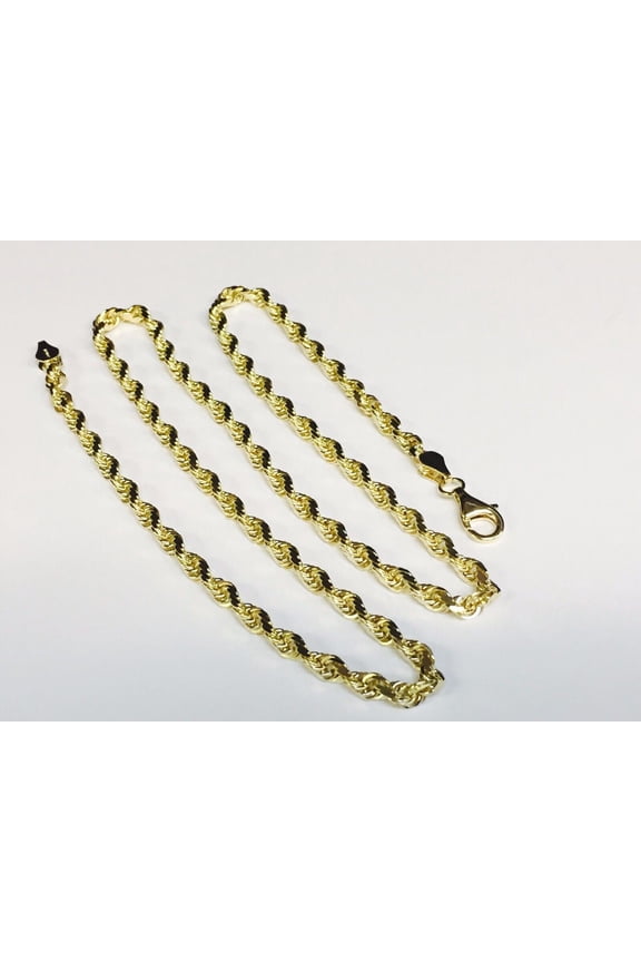 10K 22in Yellow Gold Diamond Cut/Textured Royal Rope Chain with Pear Shaped Lobster Clasp, Approx 16.5g