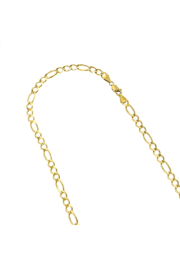 10K 24 Yellow Solid Gold 6mm Diamond Cut Figaro Chain Link Necklace with Lobster Clasp