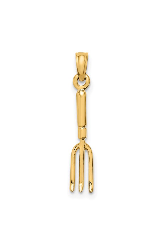 10K 3-D  Fork Garden Tool Charm