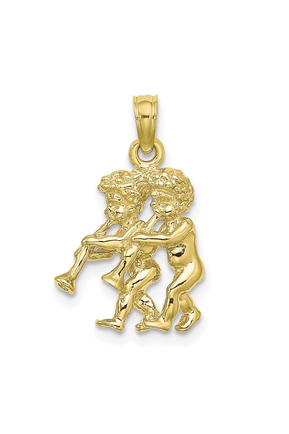 10K 3-D Gemini Zodiac Pendant
