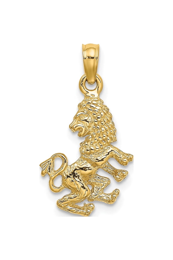 10K Yellow Gold 3-D Leo Zodiac Pendant