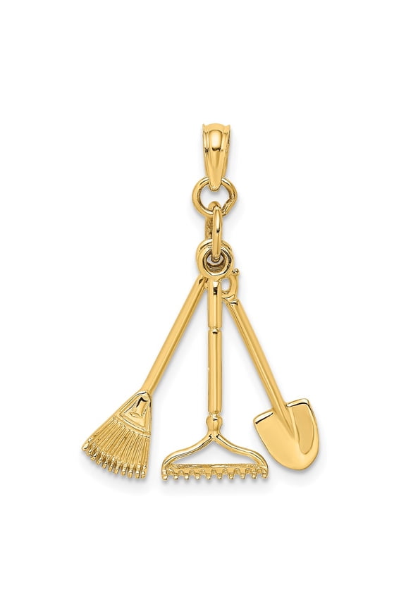 10K 3-D Moveable Garden Tool Collection Charm