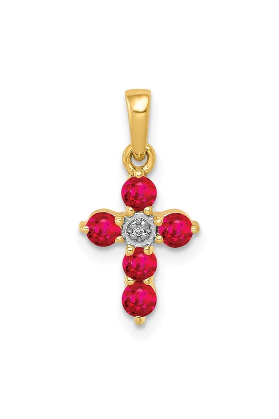 10K .30 Ruby and Diamond Cross Pendant