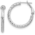 thumbnail image 1 of 10K 3x20 White Gold Diamond Cut Round Omega Back Hoop Earrings - 25.5mm- Made In Italy, 1 of 6