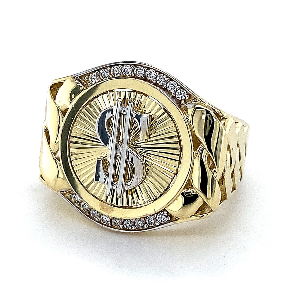 10K CZ Dollar Sign Chain Link Ring - Walmart.com
