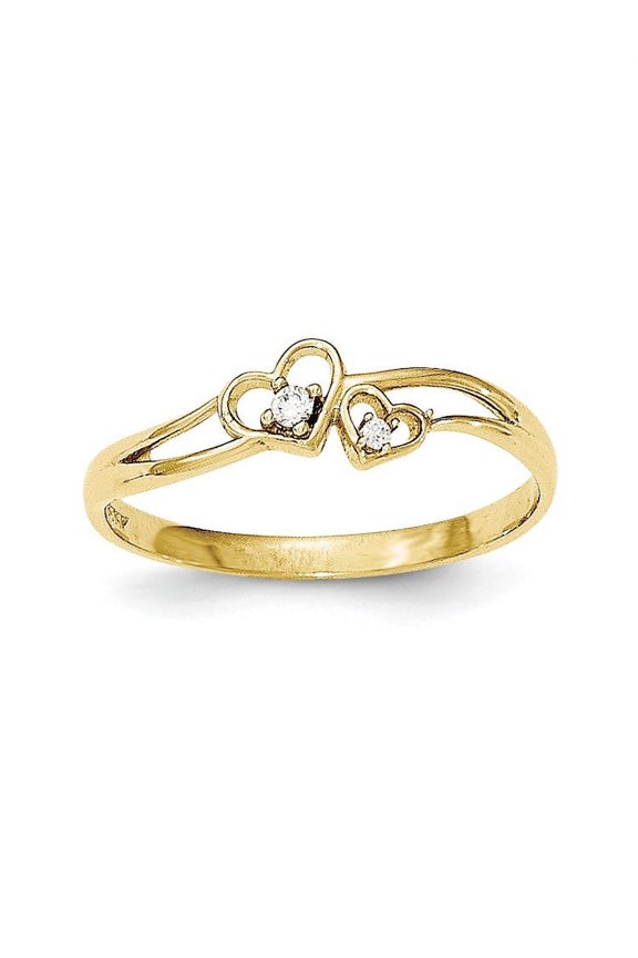 10K CZ Double Heart Ring