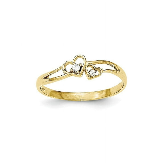 10K CZ Double Heart Ring