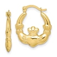 thumbnail image 1 of 10K Claddagh Hollow Hoop Earrings 10k Yellow Gold Earrings, 1 of 2