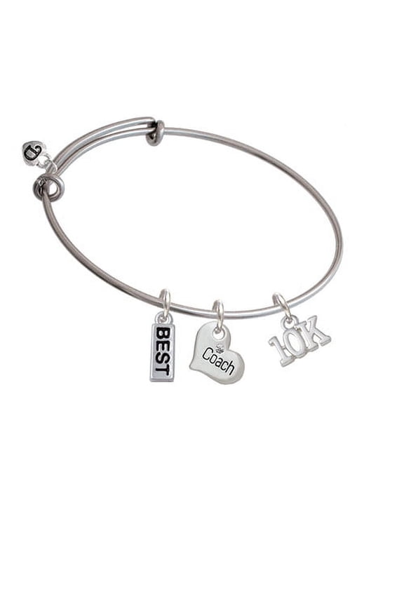 10K Coach Heart Expandable Bangle Bracelet