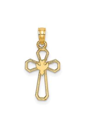 10K Cut-Out Cross w/ Dove Charm
