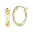 thumbnail image 1 of 10K Diamond Cut Oval Hoop Earrings, 1 of 2