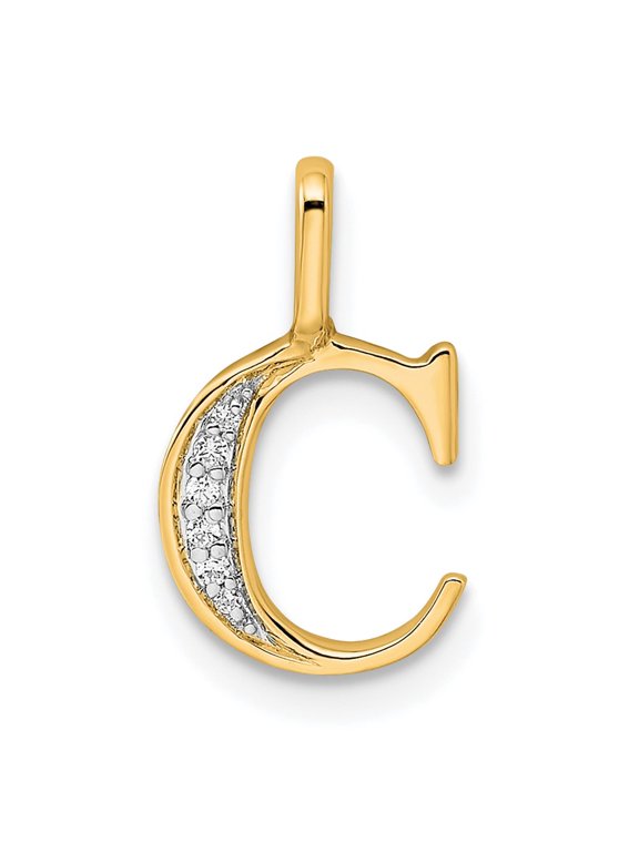 10K Diamond Letter C Initial Pendant