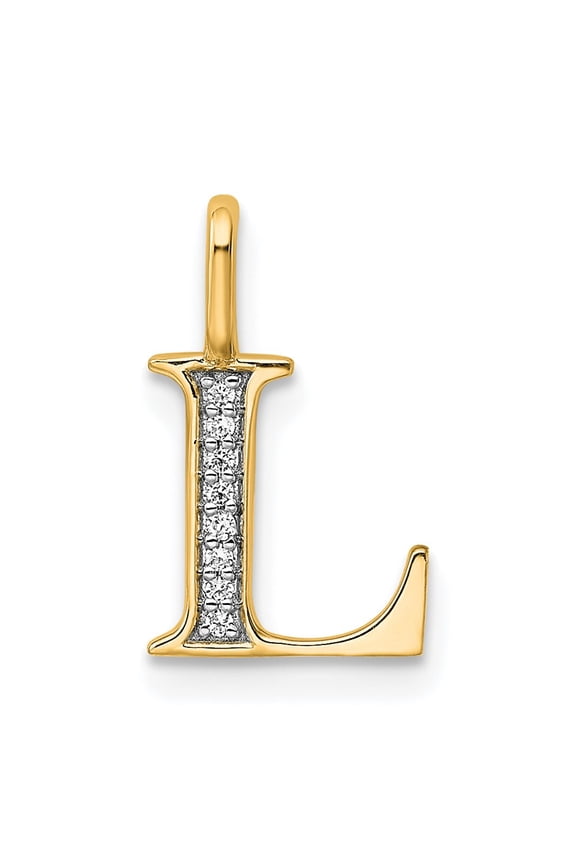 10K Diamond Letter L Initial Pendant
