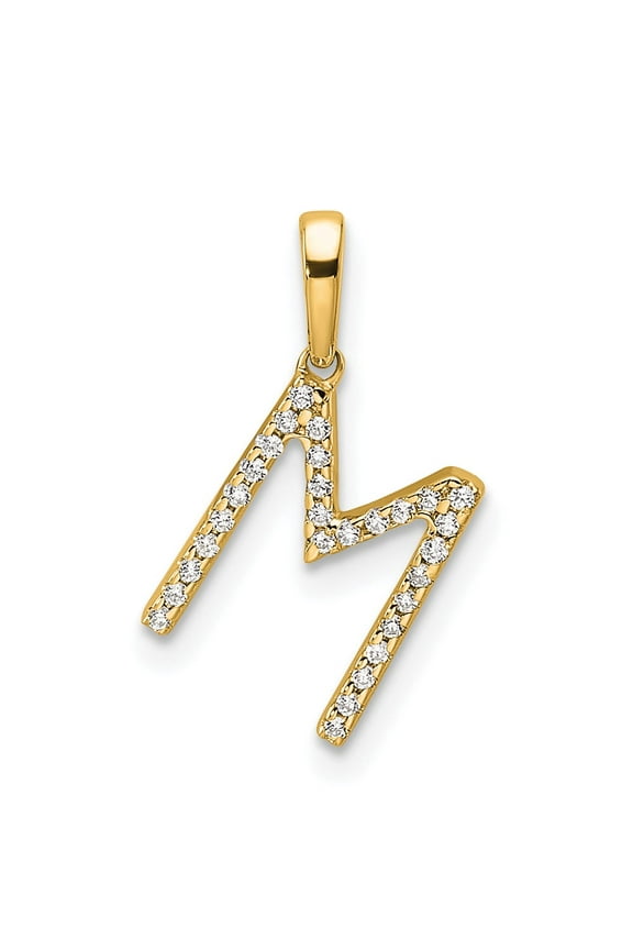 10K Diamond Letter M Initial Pendant