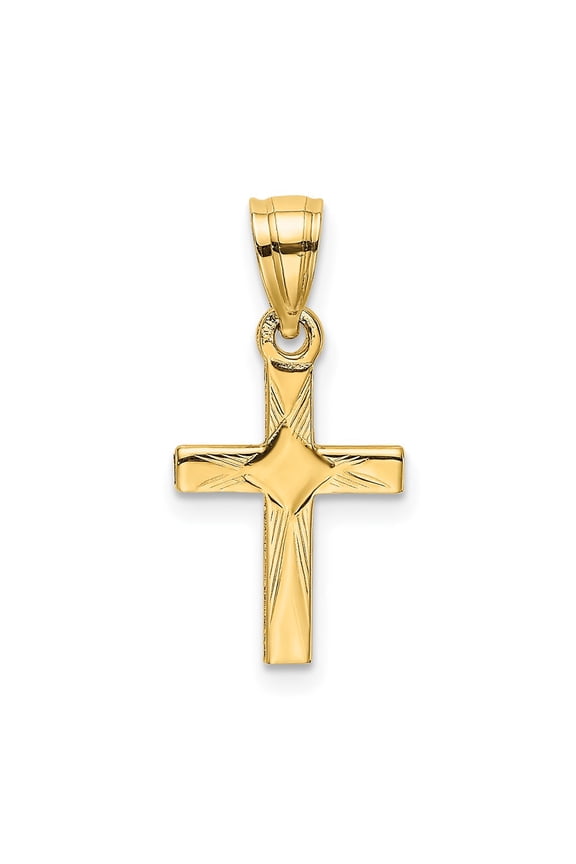 10K Diamond Shape Center Mini Cross Charm