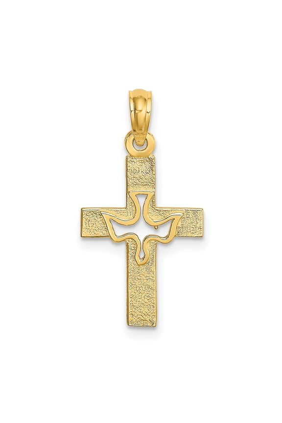 Finest Gold 10K Dove in Cross Charm