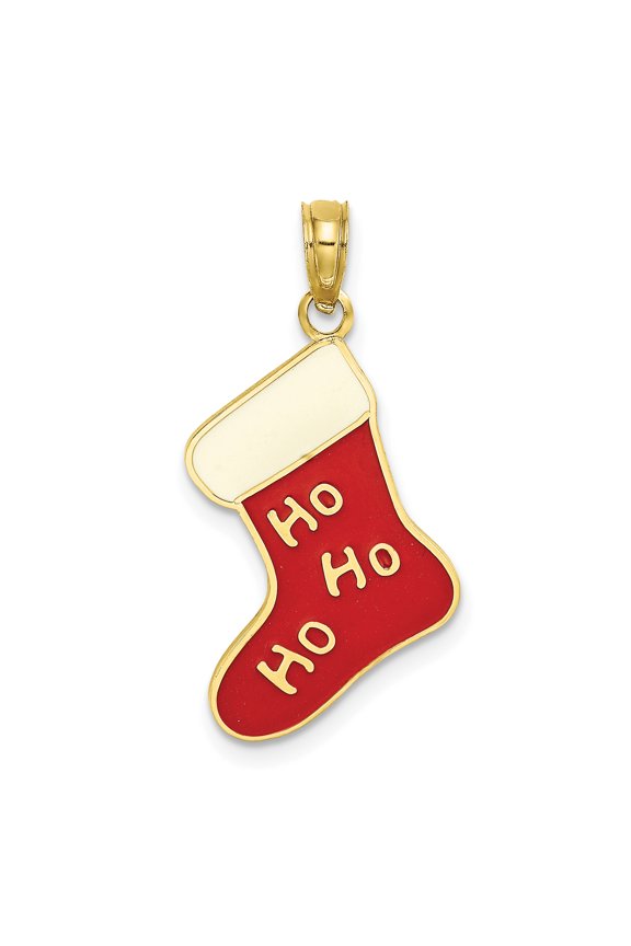10K Enamel HO HO HO Christmas Stocking Charm 10K6969