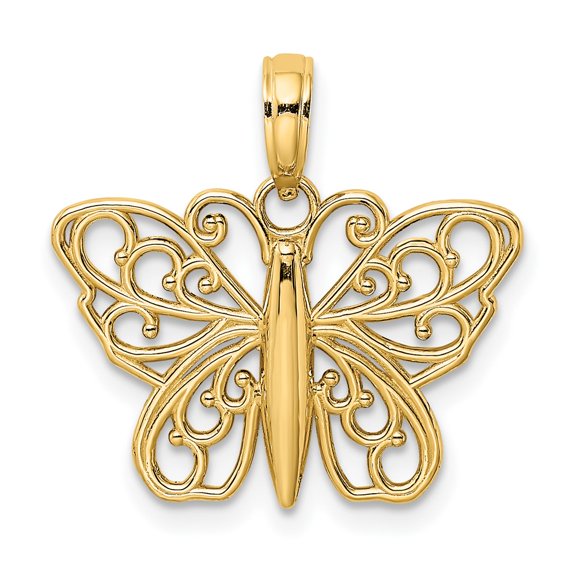 Finest Gold 10K Filigree Butterfly Charm