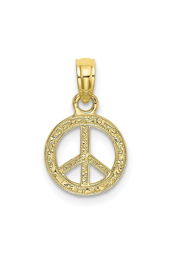 10K Flat and Textured Mini Peace Sign Charm